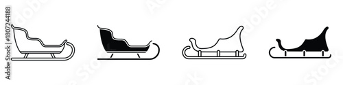 Sled icon in linear and clipart style pack on white background.