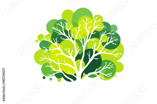 Vibrant abstract tree with lush green foliage evokes nature's beauty and eco friendly concepts beautifully