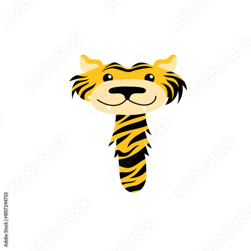 Cute Cartoon Tiger Letter T Illustration for Children's Alphabet and Animal-themed Designs