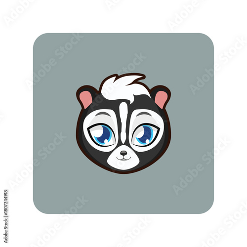 Cute Cartoon Skunk Face Playful Wildlife Illustration for Digital Projects & Designs