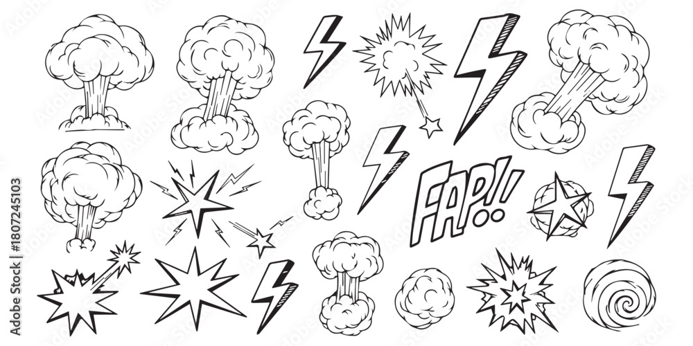 Obraz premium set of hand drawn flowers vector illustration