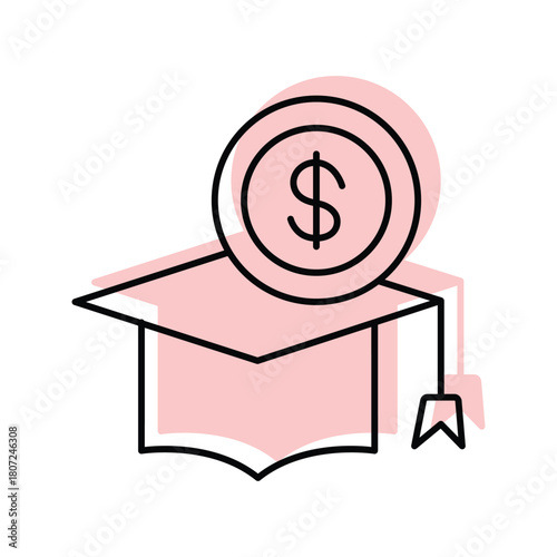 Graduation Fees color shadow thinline icon , vector, pixel perfect, illustrator file 

