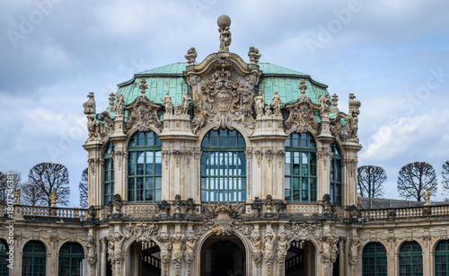 Exterior view of the baroque Wall Pavilion in the Zwinger palatial complex in Dresden, Germany. 