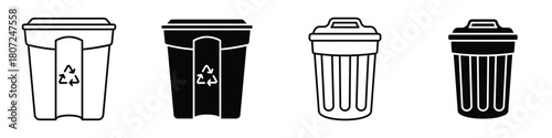 Waste Bin icon in linear and clipart style pack on white background.