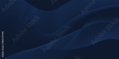 3D modern wave curve abstract presentation background. Luxury paper cut background. Abstract decoration, golden pattern, halftone gradients, 3d Vector illustration. Dark blue background