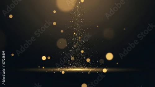 Golden Sparkling Particles Falling Effect Video.