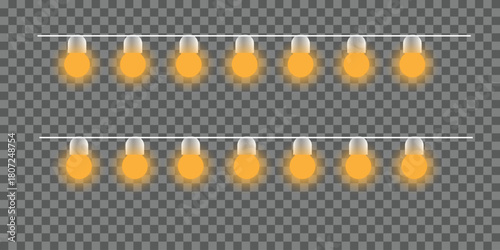 Warm Yellow Party Lights on Transparent Background,
