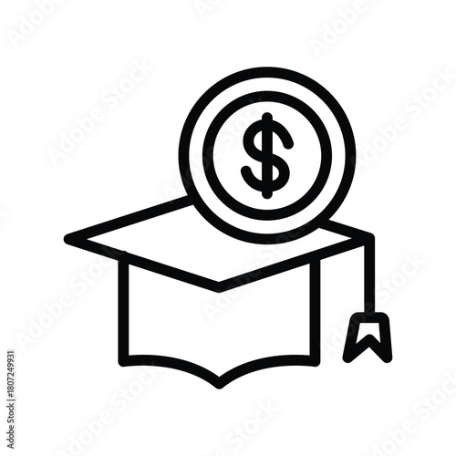 Graduation Fees line icon , vector, pixel perfect, illustrator file 
