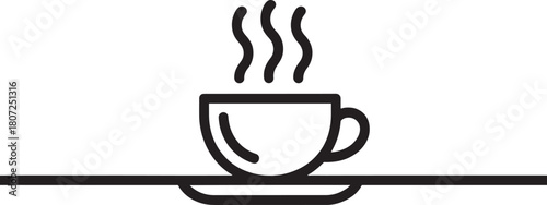 Hot coffee cup icon with steam on a saucer drink