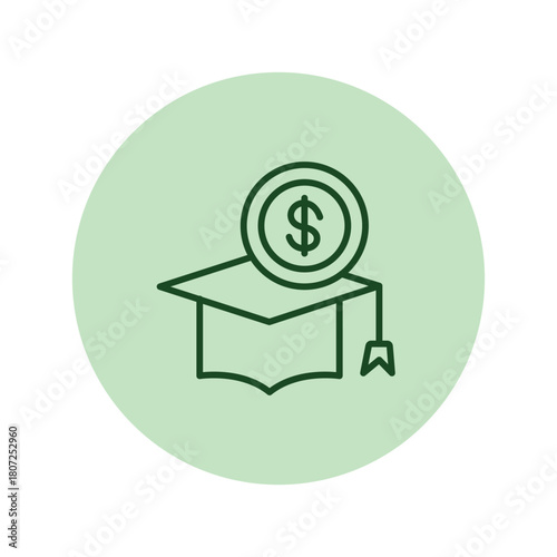 Graduation Fees color circle icon , vector, pixel perfect, illustrator file 
