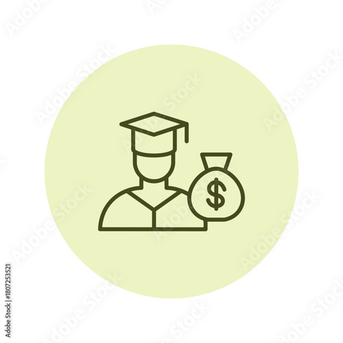 Student Loan color circle icon , vector, pixel perfect, illustrator file 
