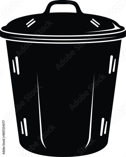 Minimalist black trash can icon isolated on white simple clean waste bin symbol vector graphic vector