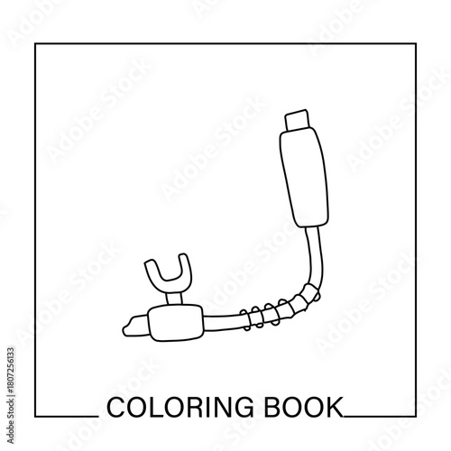 Diving equipment coloring book Isolated on white background. diving with outline style good for icon, symbol, element design, coloring book,