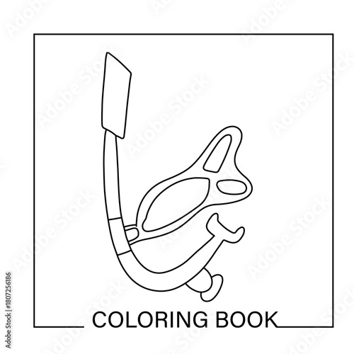 Diving equipment coloring book Isolated on white background. diving with outline style good for icon, symbol, element design, coloring book,