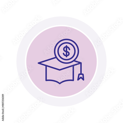 Graduation Fees color circle icon , vector, pixel perfect, illustrator file 
