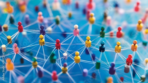 Dynamic network connecting diverse people for global collaboration and innovation, symbolizing teamwork, growth, and successful modern business connections