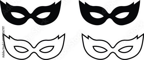 mask black black line vector icons set logo design art