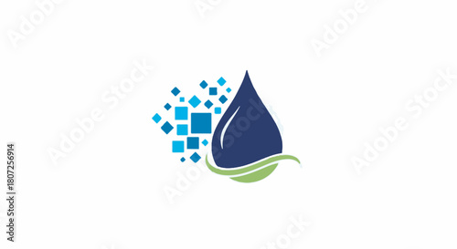 Modern Digital Water Drop Logo Vector Icon for Technology and Environmental Branding