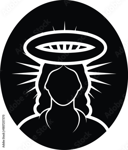 Mysterious silhouette figure with halo and radiant lightburst symbolizing spirituality divine guidance vector