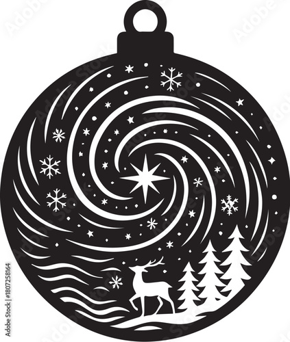 ornament snowstorm spiral galaxy papercut.eps