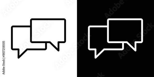 Chat bubble icon in black and white stroke on background, representing messaging or conversation.