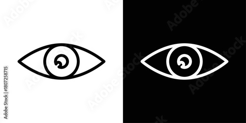 Eye icon in black and white stroke on background, representing view, visibility, or show option.