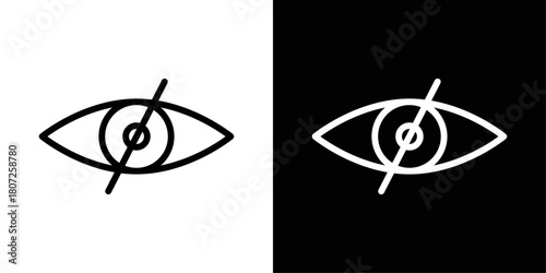 Eye Off icon in black and white stroke on background, showing hidden view or visibility disabled.