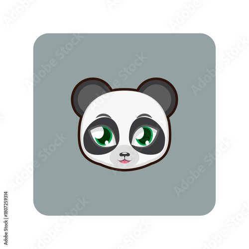 Adorable Cartoon Panda Head Icon with Expressive Green Eyes, Perfect for Wildlife or Children's Design Projects