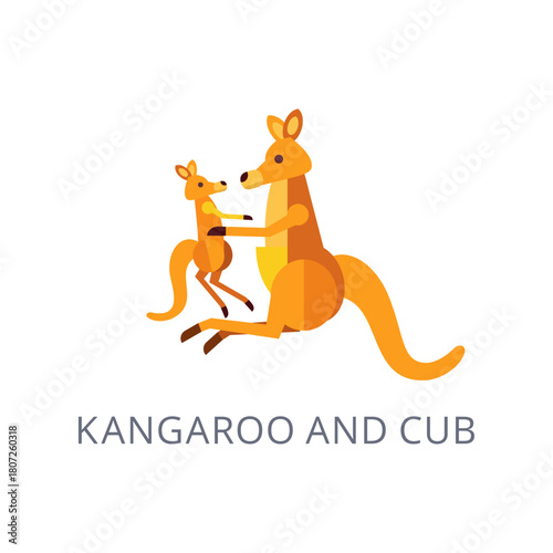Cute Kangaroo and Baby Illustration for Australian Wildlife and Baby Animal Themed Designs