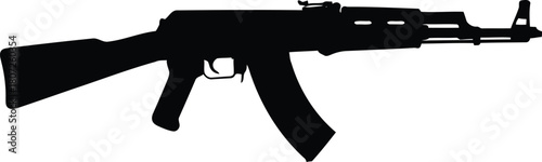 Iconic automatic rifle silhouette isolated on for military and security concepts vector