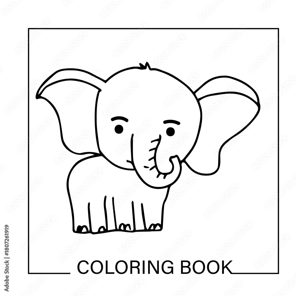 Fototapeta premium Cute elephant activity gesture. coloring book elephant for press school. 