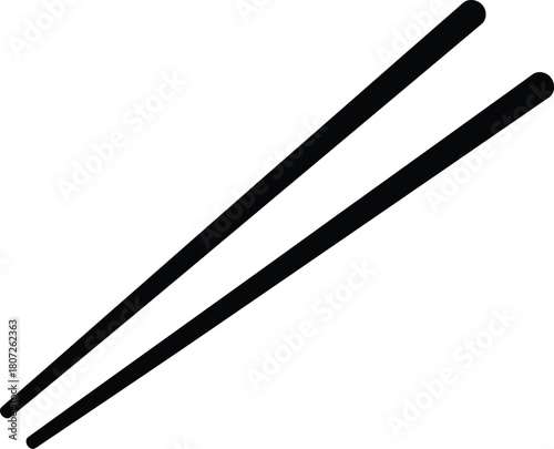 Clean silhouette of two black chopsticks isolated on white for asian cuisine and food service concepts vector