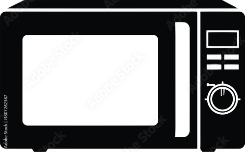 Modern microwave oven appliance kitchen countertop electronic heating device isolated graphic vector
