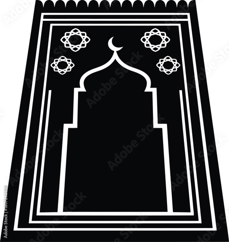 Islamic prayer rug carpet vector icon silhouette faith worship devotion spirituality sacred religious symbol vector
