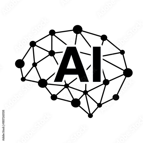 人工知能のイメージイラスト　シンプルなAIアイコン　シルエットデザイン　マーク　簡略