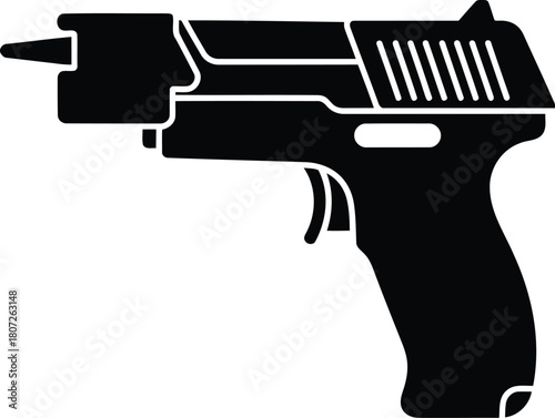 Modern handgun silhouette vector graphic icon for security crime law enforcement military and defense concepts vector
