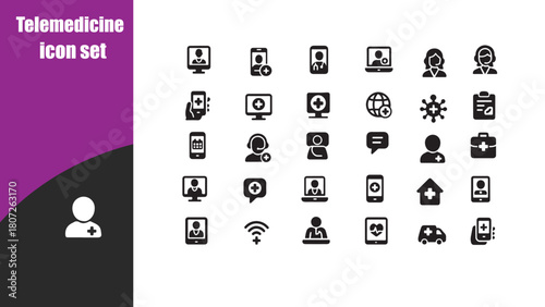Telemedicine icon set