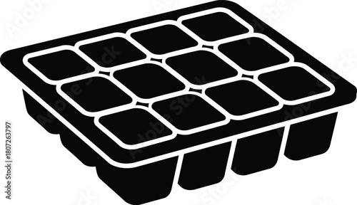 Reusable flexible silicone ice cube tray mold 12 cubes kitchen gadget freezer essential kitchenware vector