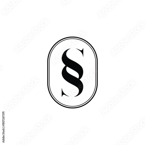 Stylized SS Initial Logo in an Oval Frame Vector