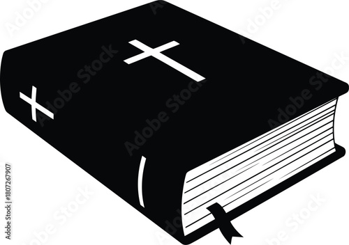 Sacred holy bible book with cross symbol faith religion spirituality christian devotion religious text sacred scriptures vector