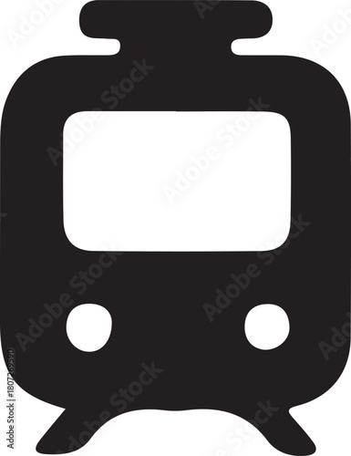 Train and tram transport symbols set vector illustration on square internet button design