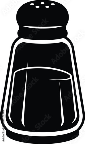 Isolated vintage salt shaker glass bottle silhouette icon graphic ingredient seasoning vector