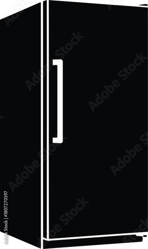 Modern sleek tall refrigerator freezer appliance icon simple silhouette clean design vector