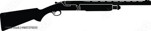 Silhouette of a classic pump action shotgun ideal for hunting and security themes vector