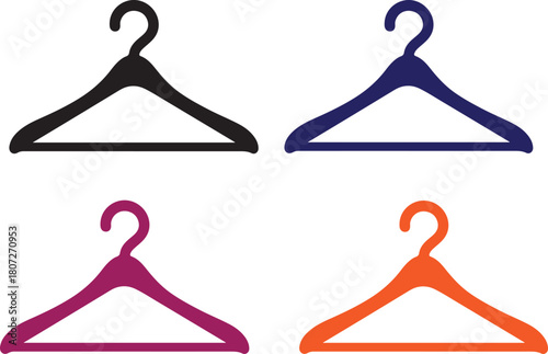 Colorful Clothes Hanger Icons Fashion Design Garment Storage Style Minimalist Look