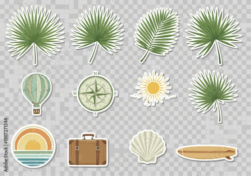 A seamless vector pattern set of colorful green apple tree icons