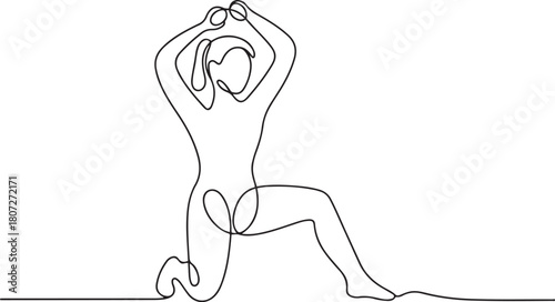 continuous line drawing of female Kegel exercises.one line drawing of woman doing kegel exercises. one line Icon drawing with white background