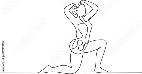continuous line drawing of female Kegel exercises.one line drawing of woman doing kegel exercises. one line Icon drawing with white background