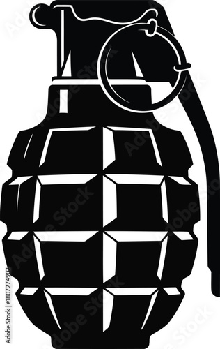 Iconic grenade silhouette explosive device symbol military weapon danger threat warfare vector