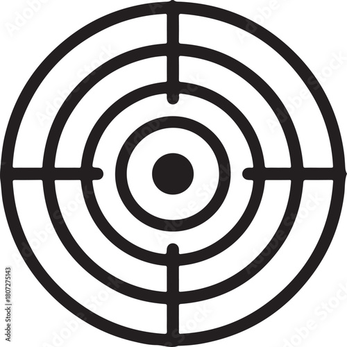 Target icon with concentric circles and crosshairs, symbolizing goal, aim, accuracy, and precision in business or sports activities isolated on white background, Vector, illustration